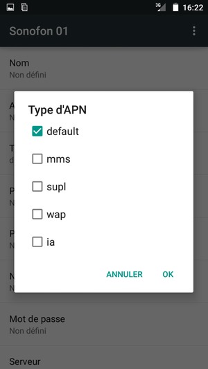 Cochez la case default et sélectionnez OK