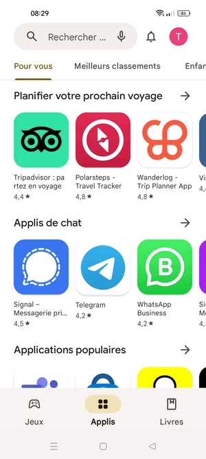 Sélectionnez la barre de Recherche