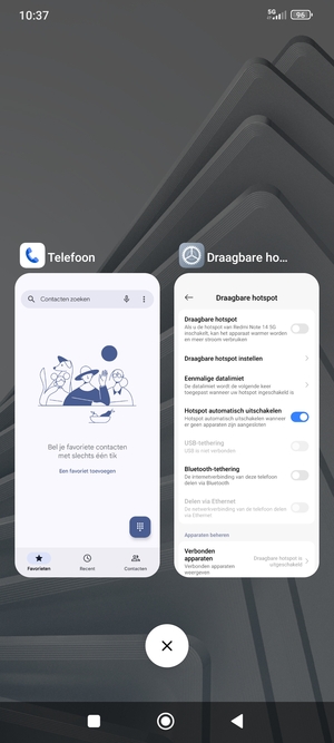 Selecteer het Verwijderen-pictogram om alle actieve apps te sluiten