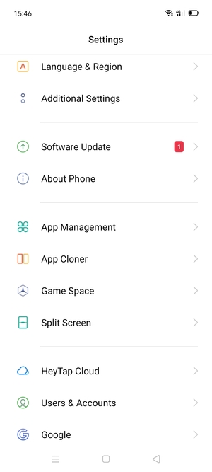 Return to the Settings menu and scroll to and select Users & Accounts