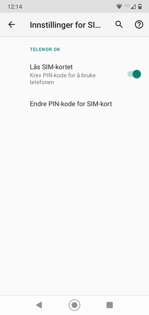 Velg Endre PIN-kode for SIM-kort