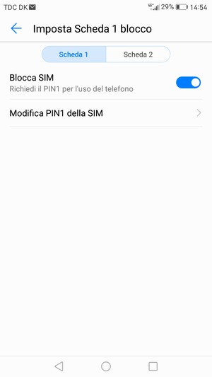 Seleziona Scheda 1 o Scheda 2 e poi Modifica PIN della SIM