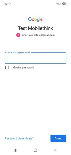 Inserisci la tua password di Gmail e seleziona Avanti