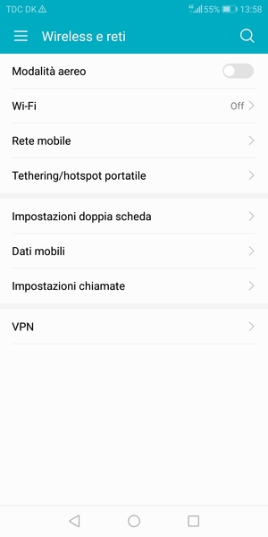 Seleziona Wi-Fi