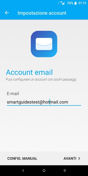 Inserisci il tuo indirizzo Hotmail e seleziona AVANTI