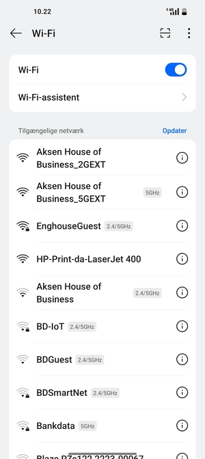 Vælg det trådløse netværk, du ønsker at oprette forbindelse til