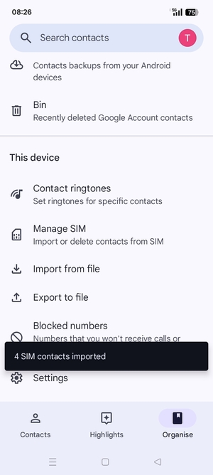 Your contacts will be saved to your Google account and saved to your phone the next time Google is synced.