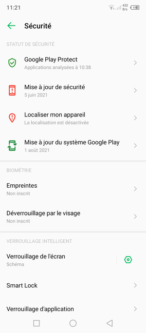 Votre téléphone est maintenant sécurisé par un écran de verrouillage