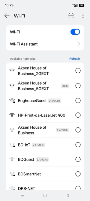 Select the wireless network you want to connect to