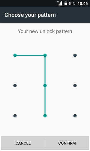 Draw the unlock pattern again and select CONFIRM