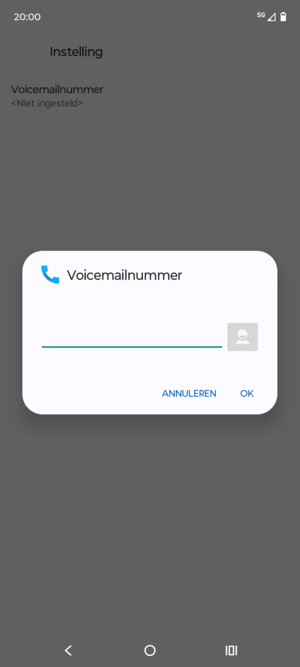 Voer het Voicemailnummer in en selecteer OK