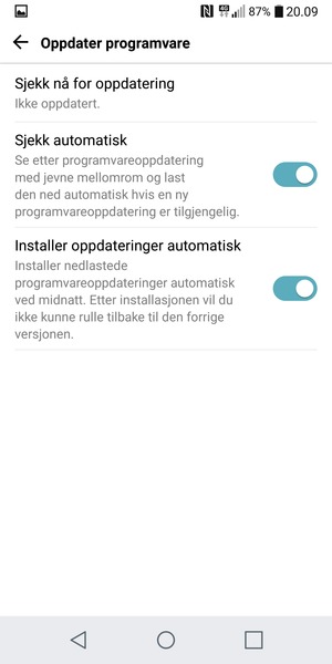 Velg Sjekk nå for oppdatering