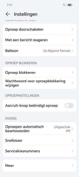 Scroll naar  en selecteer Meer
