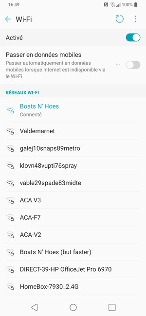 Vous êtes maintenant connecté au réseau Wi-Fi