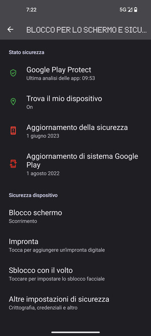 Scorri e seleziona Altre impostazioni di sicurezza
