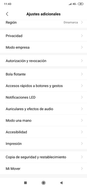 Seleccione Copia de seguridad y restablecimiento
