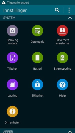 Bla til og velg Sikkerhet