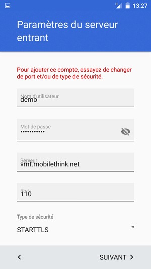 Sélectionnez Type de sécurité