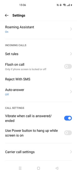 Scroll to and select Carrier call settings