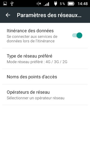 Activer ou désactiver Itinérance des données