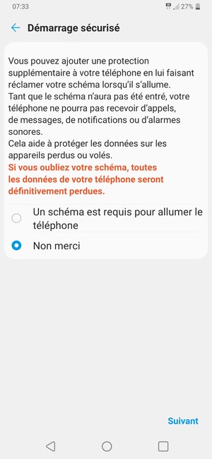 Sélectionnez votre option préférée et sélectionnez Suivant