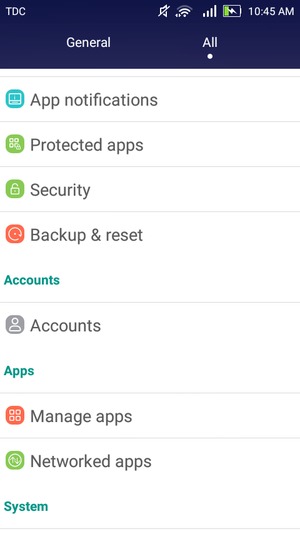 Scroll to and select Backup & reset