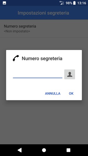 Inserisci Numero segreteria e seleziona OK