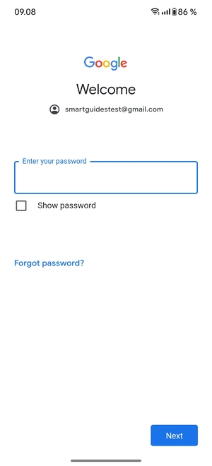 Enter your password and select Next