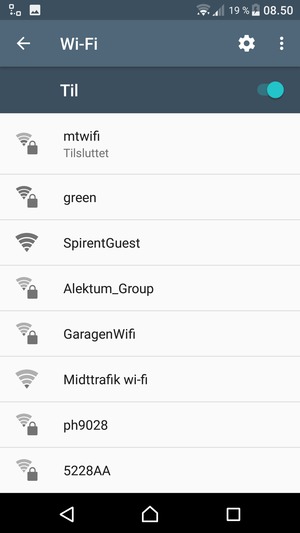 Du er nu tilsluttet Wi-Fi netværket