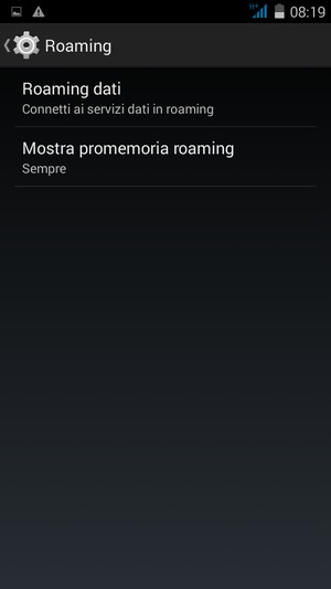 Seleziona Roaming dati