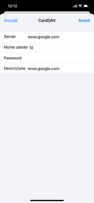 Inserisci le informazioni di Google e seleziona Avanti