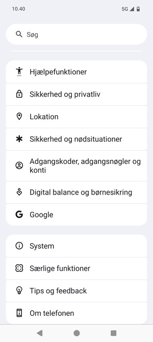 Scroll til og vælg System