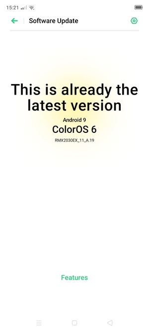 If your phone is up to date, you will see the following screen