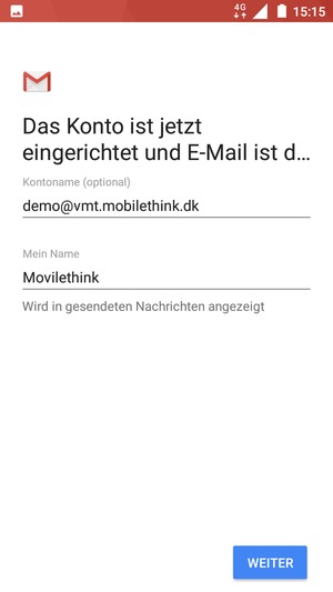 Geben Sie Ihrem Konto einen Namen und geben Sie Ihren Namen ein. Wählen Sie WEITER