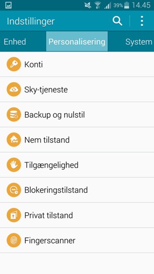 Hvis du ser dette skærmbillede, vælg Personalisering