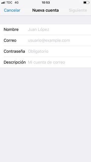 Introduzca la información necesaria y seleccione Siguiente