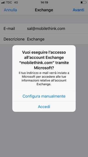 Seleziona Configura manualmente