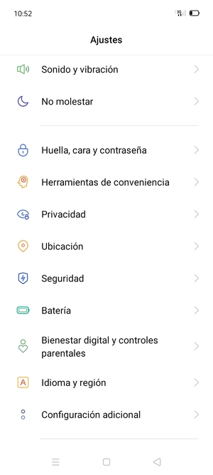 Desplácese y seleccione Batería