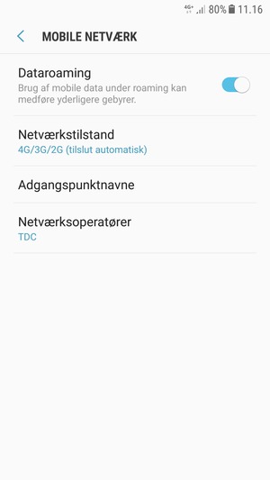Slå Dataroaming til eller fra