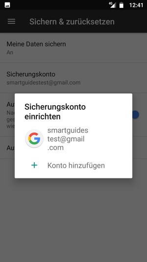 Wählen Sie Ihr Konto für Backup