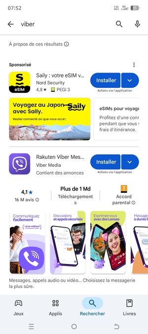Sélectionnez l'appli