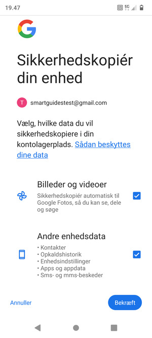 Vælg dine foretrukne muligheder og vælg :.Bekræft::