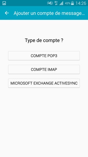 Sélectionnez COMPTE POP3 ou COMPTE IMAP