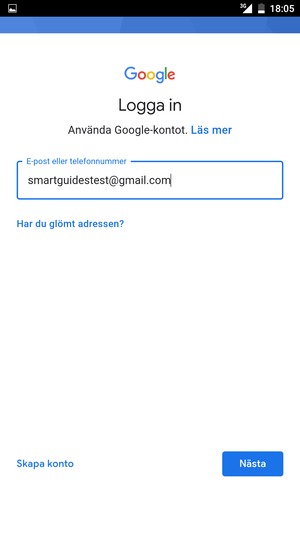 Ange din Gmail-adress och välj Nästa