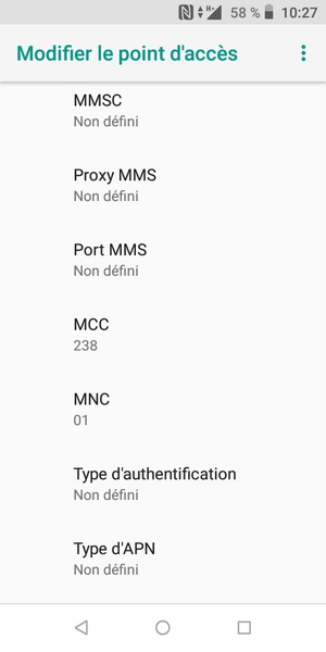 Faites défiler vers le bas et saisissez les informations MMS