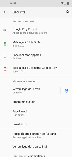 Sélectionnez Verrouillage de la carte SIM