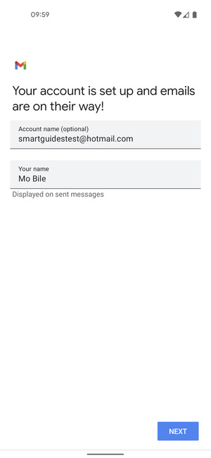 Give your account a name and enter your name. Select NEXT