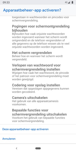 Scroll naar beneden en selecteer Deze apparaatbeheer-app activeren