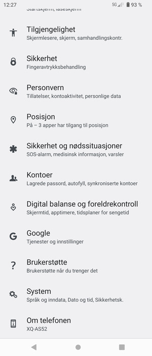 Bla til og velg Kontoer