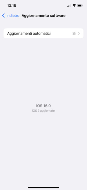 Se il tuo iPhone è aggiornato, vedrai la schermata seguente.